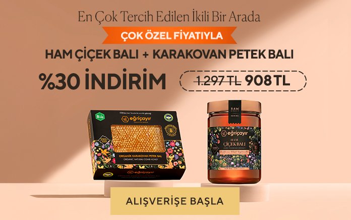 Ham Çiçek Balı + Organik Karakovan Petek Bal 