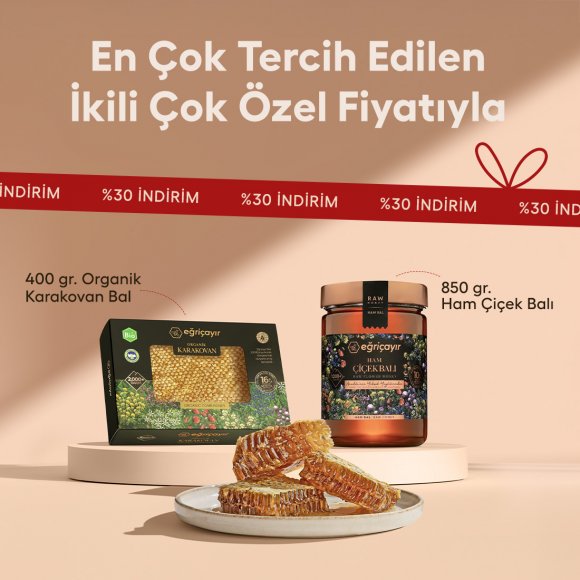 Ham Çiçek Balı + Organik Karakovan Petek Bal